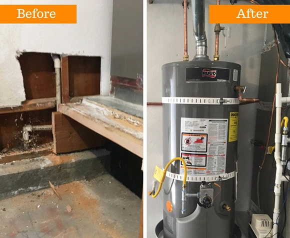 Water heater repair before and after